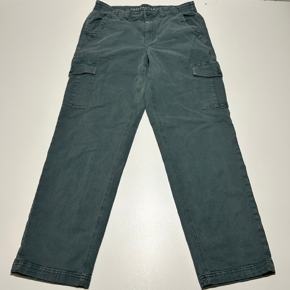American Eagle Cargo Pants Womens 12 Gray Stretch Straight Leg Real Good Utility